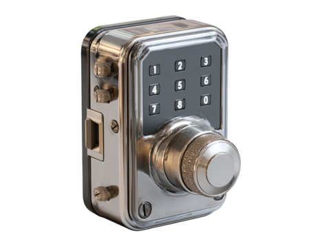 Chrome-plated digital lock with keypad and knob