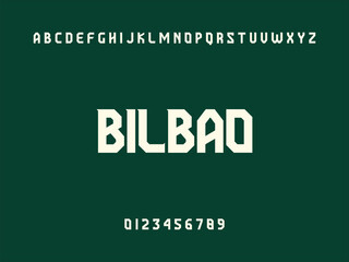 Bilbao City Name Text with Alphabet and Numbers on Dark Green Background