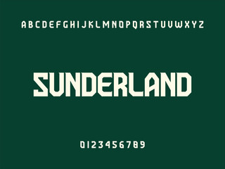 Sunderland City Name Text with Alphabet and Numbers on Dark Green Background