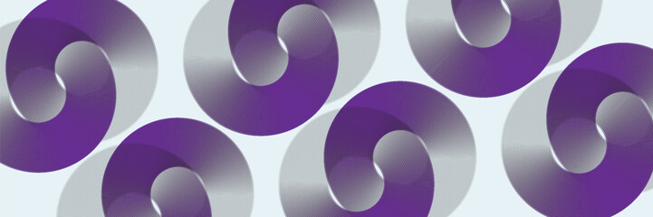 Modern abstract background. Glossy purple gradient circles. Minimalist geometric pattern. Simple graphic elements. Futuristic concept. Suitable for covers, posters, banners, and brochures, Eps 10.