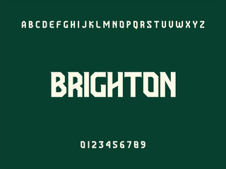Brighton City Name Text with Alphabet and Numbers on Dark Green Background