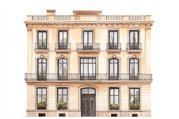 Fototapeta premium Barcelona building architecture illustration urban.