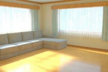 L-shaped couch in a sunny living room