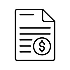 Financial document icon representing invoice, bill, statement and payment with dollar sign