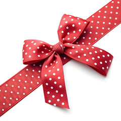 Beautiful red bow with polka dot pattern isolated on