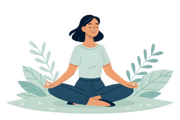 Young Woman Meditating Outdoors 
