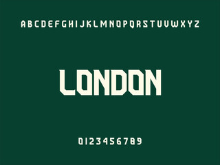 London City Name Text with Alphabet and Numbers on Dark Green Background