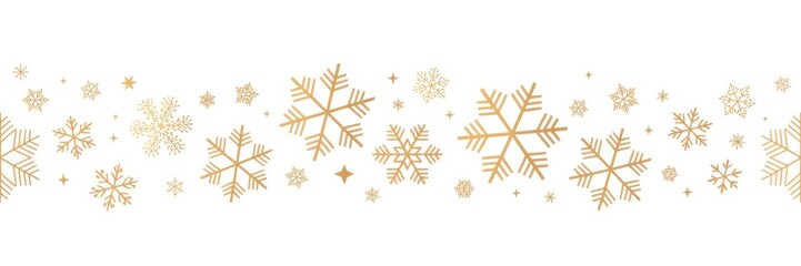 Golden snowflakes isolated on white background, a festive winter decoration for christmas and new year celebrations, with elegant and shiny design
