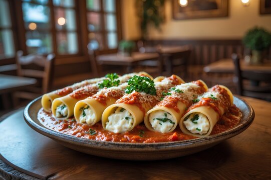 Canelones de Ricota &ndash; Experience the traditional taste of Argentina with these tender ricotta-stuffed pasta rolls, layered with savory sauce for a hearty, satisfying meal