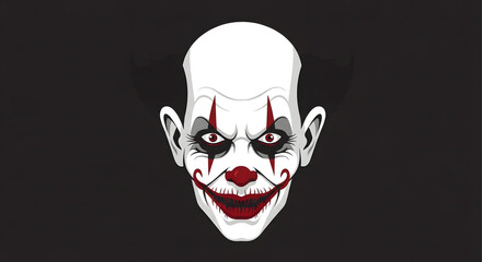 scary clown face horror character vector illustration