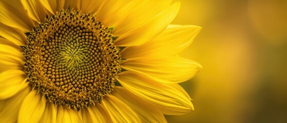 Obraz premium The Sunflower Close Up with Soft Golden Bokeh Background and Radiant Yellow Petals