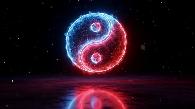 Glowing Yin Yang Symbol Balance, Harmony, Duality