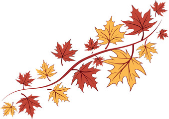 Vector art of autumn maple leaves on a branch