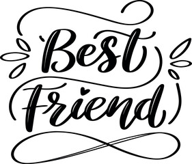 Vector art of best friend lettering with decorative elements