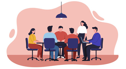 Diverse group of professionals collaborating in a modern office meeting, discussing strategy, and working together. Represents teamwork and communication.