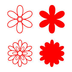 Fototapeta premium Elegant red flower outlines for modern design projects, perfect for vibrant spring themes and minimalist art