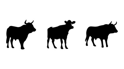 Elegant silhouettes of cows and bulls perfect for rustic designs and farm-themed projects