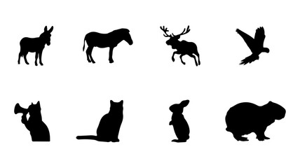 Animal silhouettes collection perfect for nature themes or logo design projects featuring diverse wildlife icons