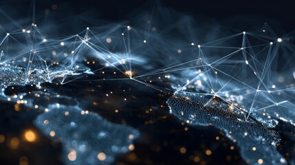 A mesmerizing digital network, illuminating the world with intricate connections, embodying the essence of global communication and technological innovation.