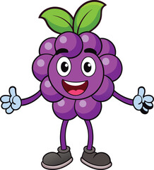 grape cartoon mascot character with arms and legs .eps