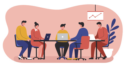 Team of diverse professionals collaborating in a modern office meeting. People working together, discussing strategy, and analyzing data for business growth and success.