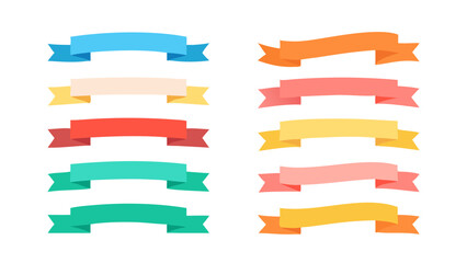 Obraz premium Colorful ribbon banner vector illustration set, decorative graphic element for design and decoration use