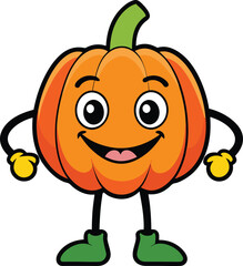 pumpkin cartoon mascot character with arms and legs.eps