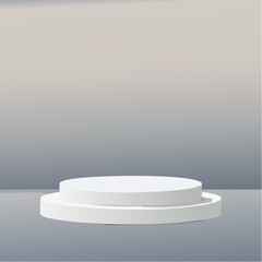 Empty white podium on gray background