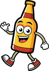 walking beer bottle mascot character with arms  and legs.eps