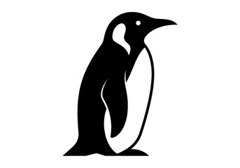 Black and white penguin silhouette isolated on transparent background