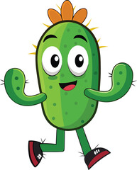 Naklejka premium walking cactus cartoon mascot character with arms and legs.eps