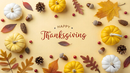 Happy Thanksgiving - Autumn Harvest Celebration a warm, yellow background