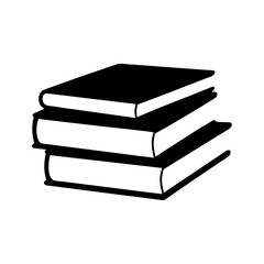 Black and white graphic of a stack of three books, illustration