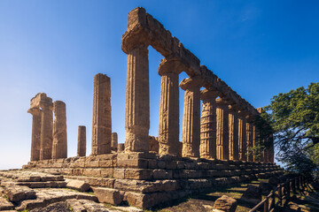 Majestic Temple of Juno Standing Proud in the Valley of Temples, Agrigento, Sicily, Italy