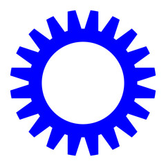 A hollow blue gear icon, great for concepts like technology, mechanics, and settings