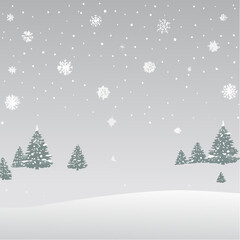 Winter-Themed Grey Background Adorned with Snowflakes, Serene Holiday Atmosphere, Ideal for Seasonal Greeting Cards or Decorations.