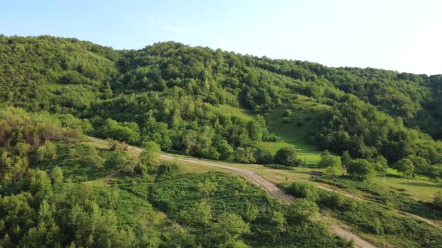 Aerial Mountains Peaks, Flying Drone in Alpine Landscape, Rural, Rustic View