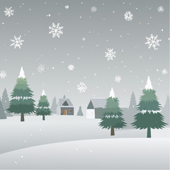 Grey christmas background with snow flakes