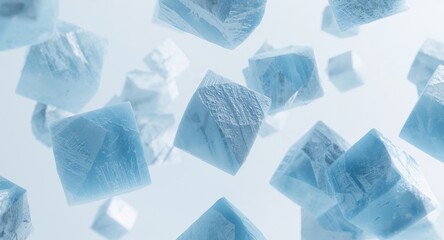 Cubes of Azure Dreams, Floating in a Light Blue Mist A Study in Texture.
