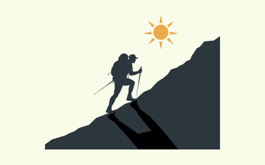 Hiking vector design, vector illustration, Hiking design, silhouette style.
