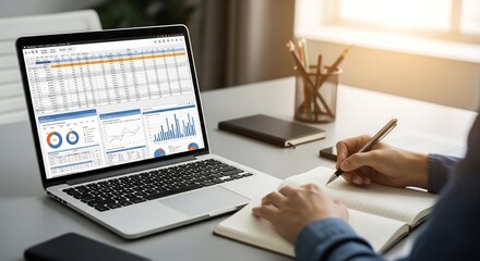 The Best of Both Worlds: A Professional Seamlessly Blending Digital Spreadsheets with Analog Note-Taking for Peak Productivity.