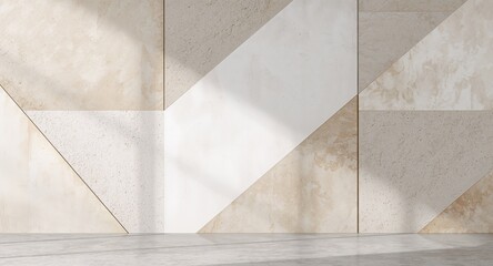 Geometric Harmony. Beige and White Textures, Linear Divisions, and Shadow Play.