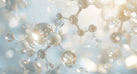 Molecular Structure. Abstract Network of Spheres and Connectors, Glowing Light Effect.