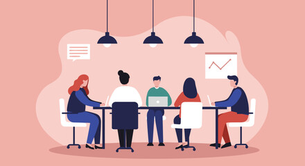 Diverse team of professionals collaborating in a modern office meeting room, working on projects and discussing strategies. Ideal for business, corporate, and teamwork concepts.