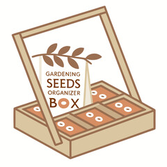 Wooden gardening seeds organizer box with compartments and seed packets container