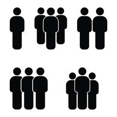 People 1, 2, 3, 4, 5, 6, 7, 8, 9, 10 icon set. Crowd signs. Containing participants, group, team, meeting, organization, community, population, audience, member, discussion, assembly, interview.