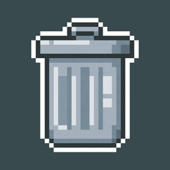 trash can in pixel art style