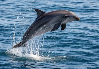 Dolphin leaping from ocean water isolated on transparent background