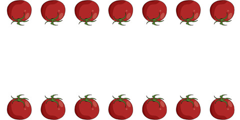 Tomatoes Frame template design. Vector illustration of red tomatoes Frame with blank space for text. Tomato Frame isolated transparent. EPS 10