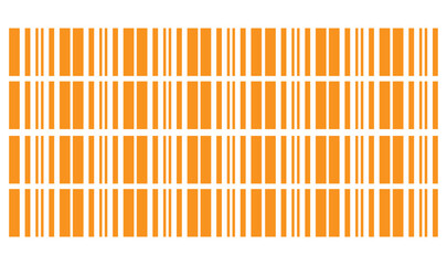 Modern barcode design with orange and white stripes for product labels and packaging concepts